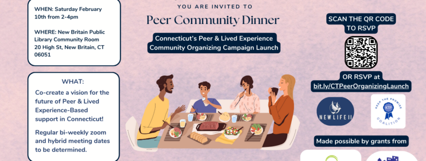 Peer Community Organizing Dinner & Campaign Launch flyer